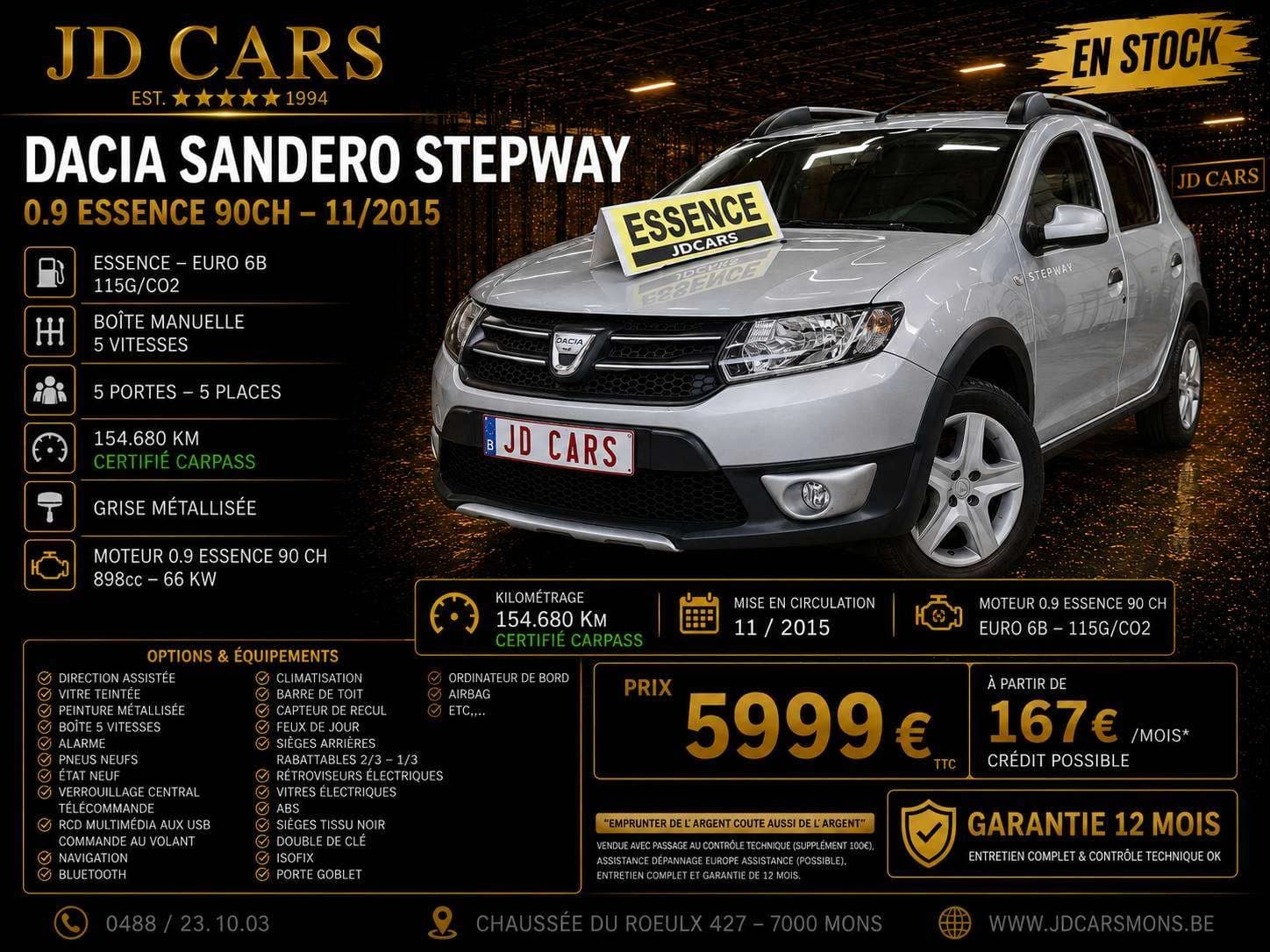 Dacia Sandero SANDERO STEPWAY 0.9 TCE ‼️GARANTIE 1 AN CTOK‼️
